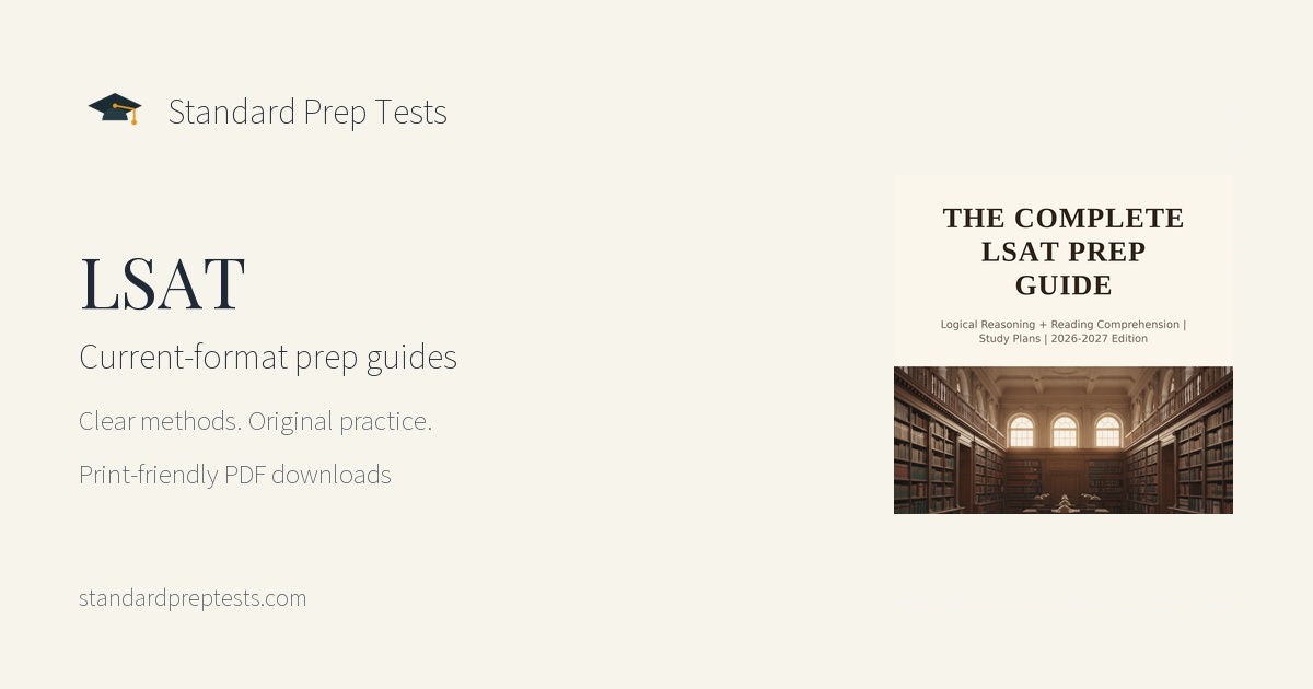 LSAT complete guide and Standard Prep Tests publisher mark
